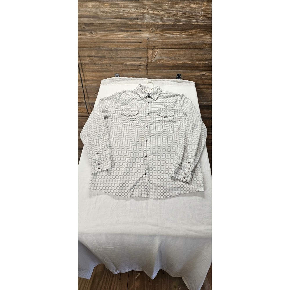 Gibson Trading Company Mens XXL Western Snap Front Shirt Geometric White Black